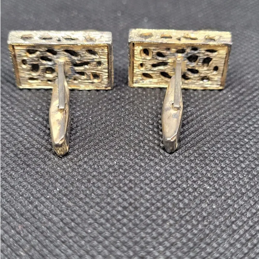 Mid Century Sterling Silver Black Glass‎ Cufflinks Modernist Menswear